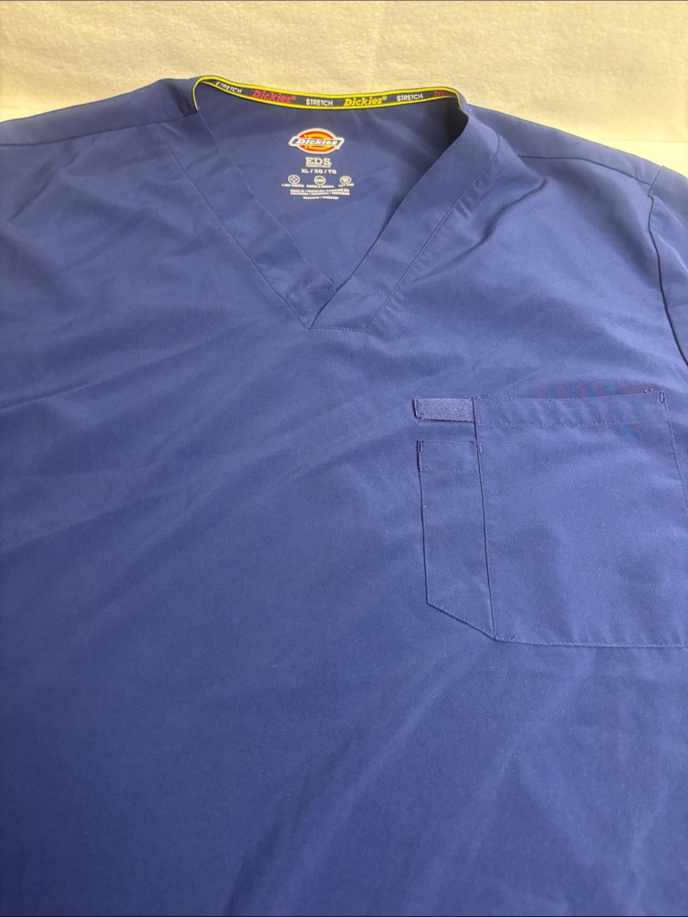 Dickies Men's Royal Blue V-Neck Scrub Top with Chest Pocket